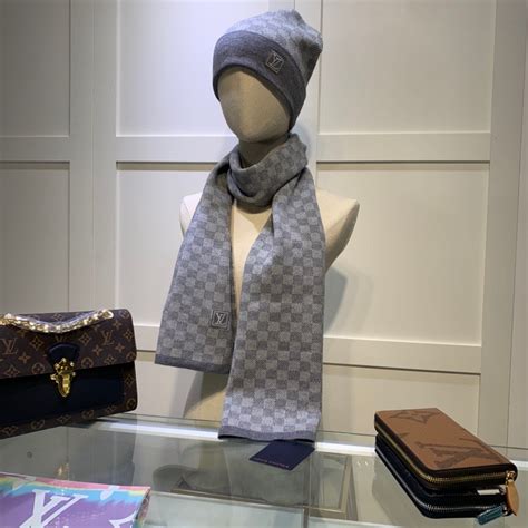 louis vuitton grey scarf and beanie|louis vuitton men's beanie.